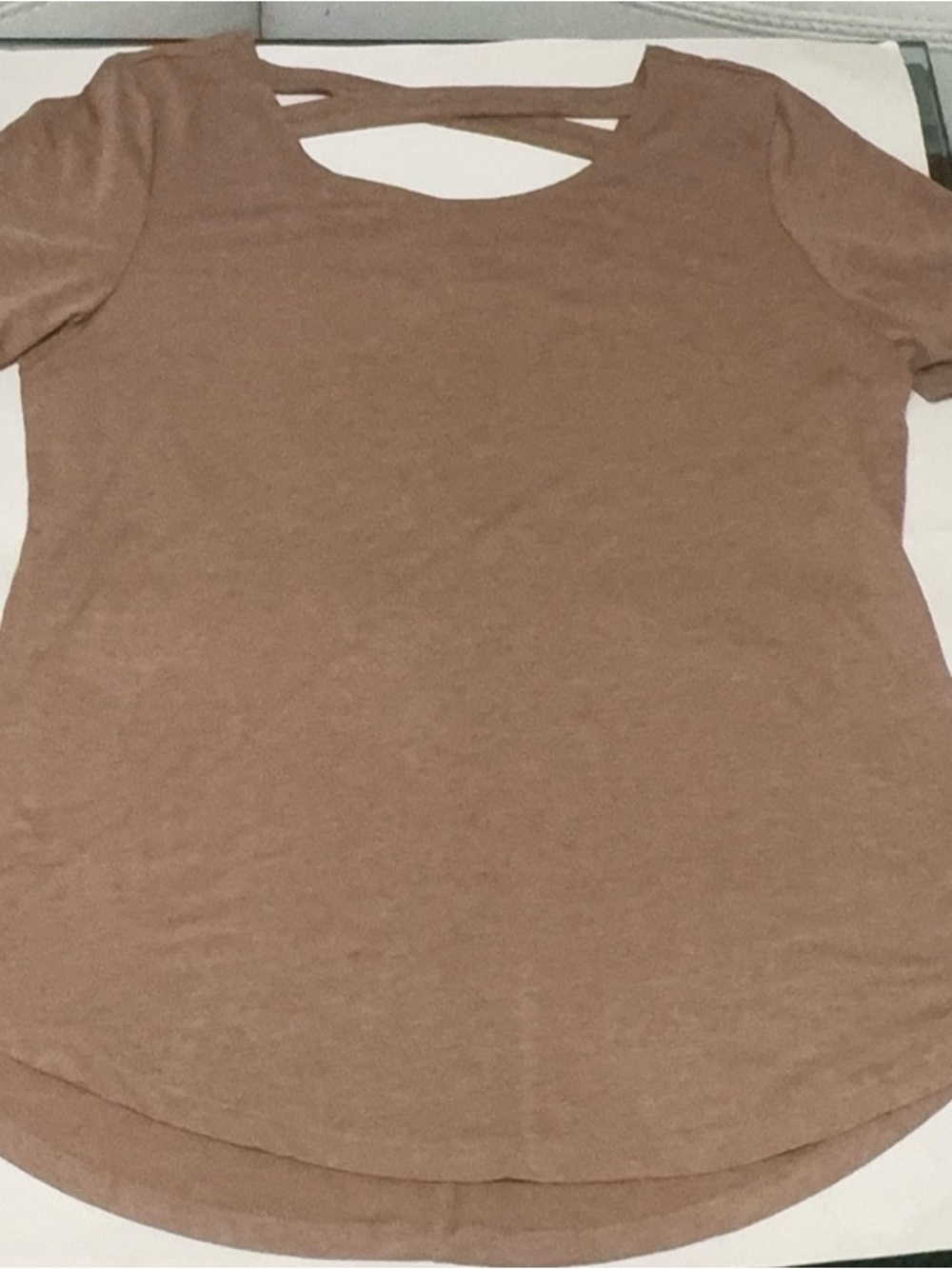 BALLY heathered mocha short-sleeve top, size L / US 44-46